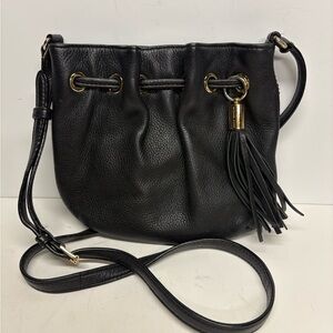 Michael Kors Black Leather Ring Tote Crossbody Bag